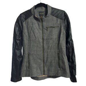 AS by DF Black Fabiana Moto Jacket‎ Women’s Medium Wool Leather & Silk blazer M